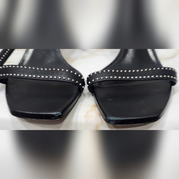 SAINT LAURENT Charlotte Black Studded Ankle Wrap Sandal / Heels Size 38 / US 8 - Picture 9 of 13
